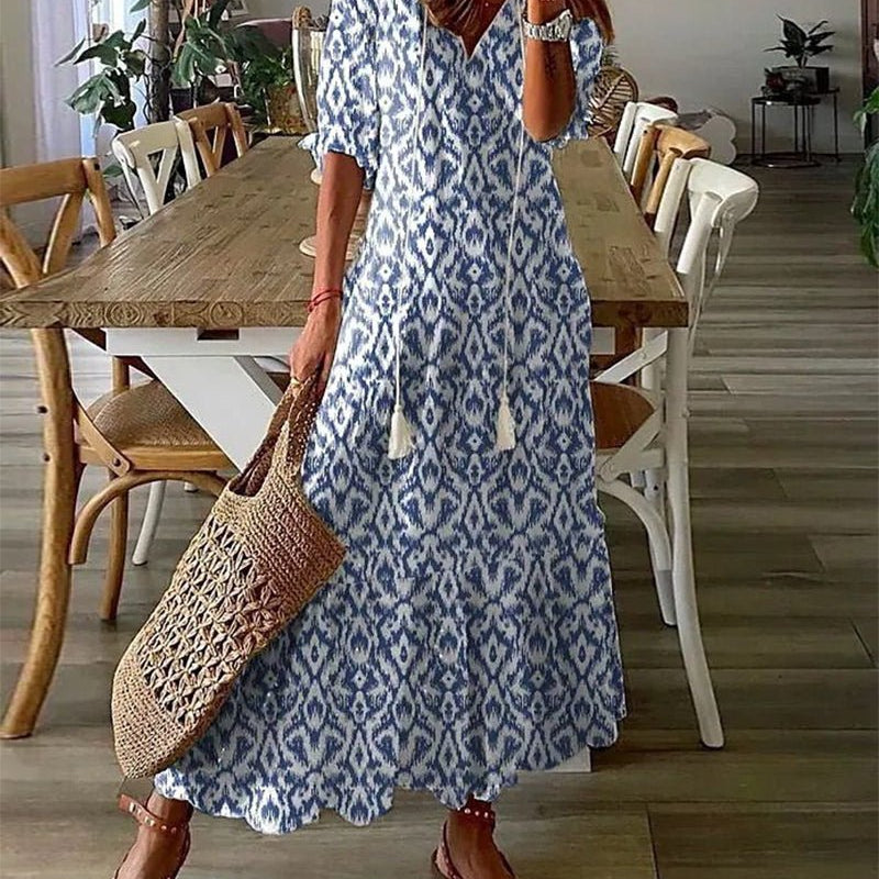 Luna - Vestido Midi de Estilo Boho Sem Esforço