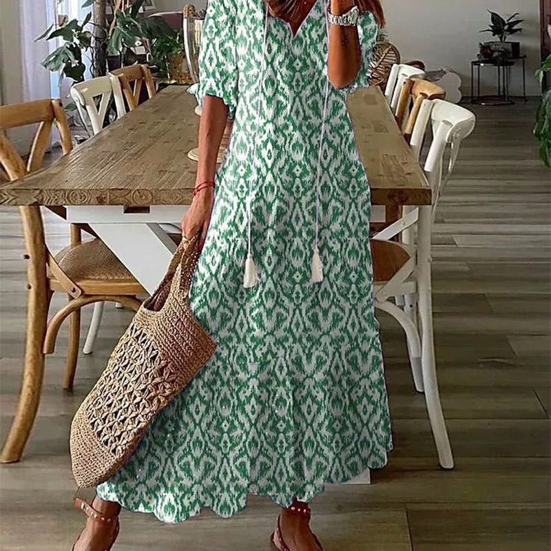 Luna - Vestido Midi de Estilo Boho Sem Esforço