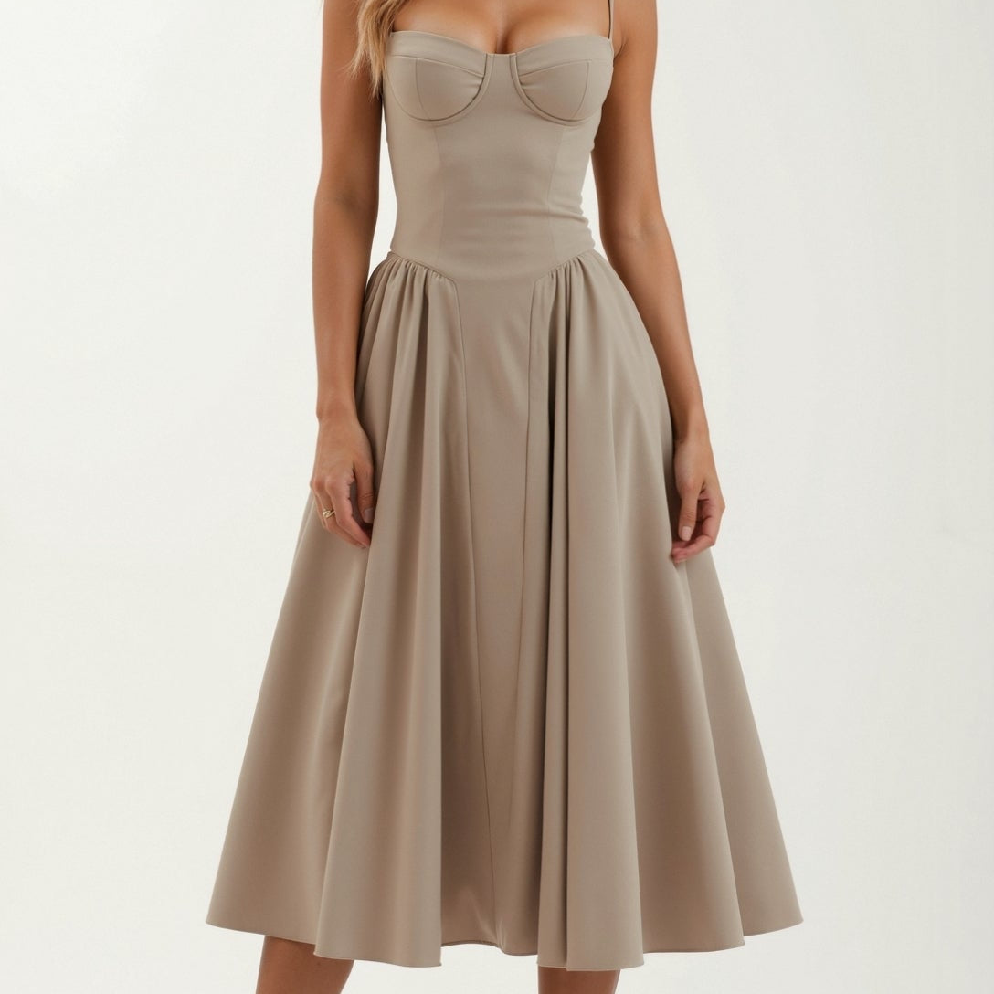 Odete - Vestido midi corpete estruturado