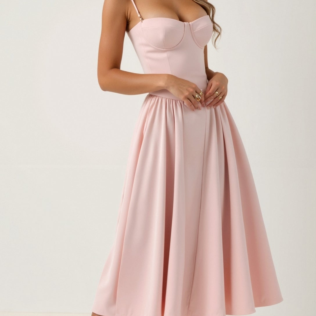 Odete - Vestido midi corpete estruturado