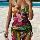 Fani – Tankini gráfico floral com calções, efeito barriga lisa