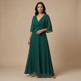 Lúcia - Vestido de chiffon com decote em V