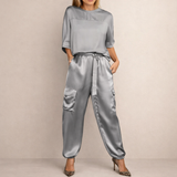 Clara - Conjunto Cargo de Cetim Laxo