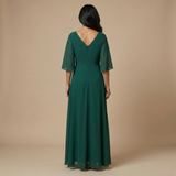 Lúcia - Vestido de chiffon com decote em V