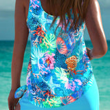 Tânia – Tankini elegante com efeito de barriga lisa e calções coordenados