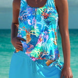 Tânia – Tankini elegante com efeito de barriga lisa e calções coordenados