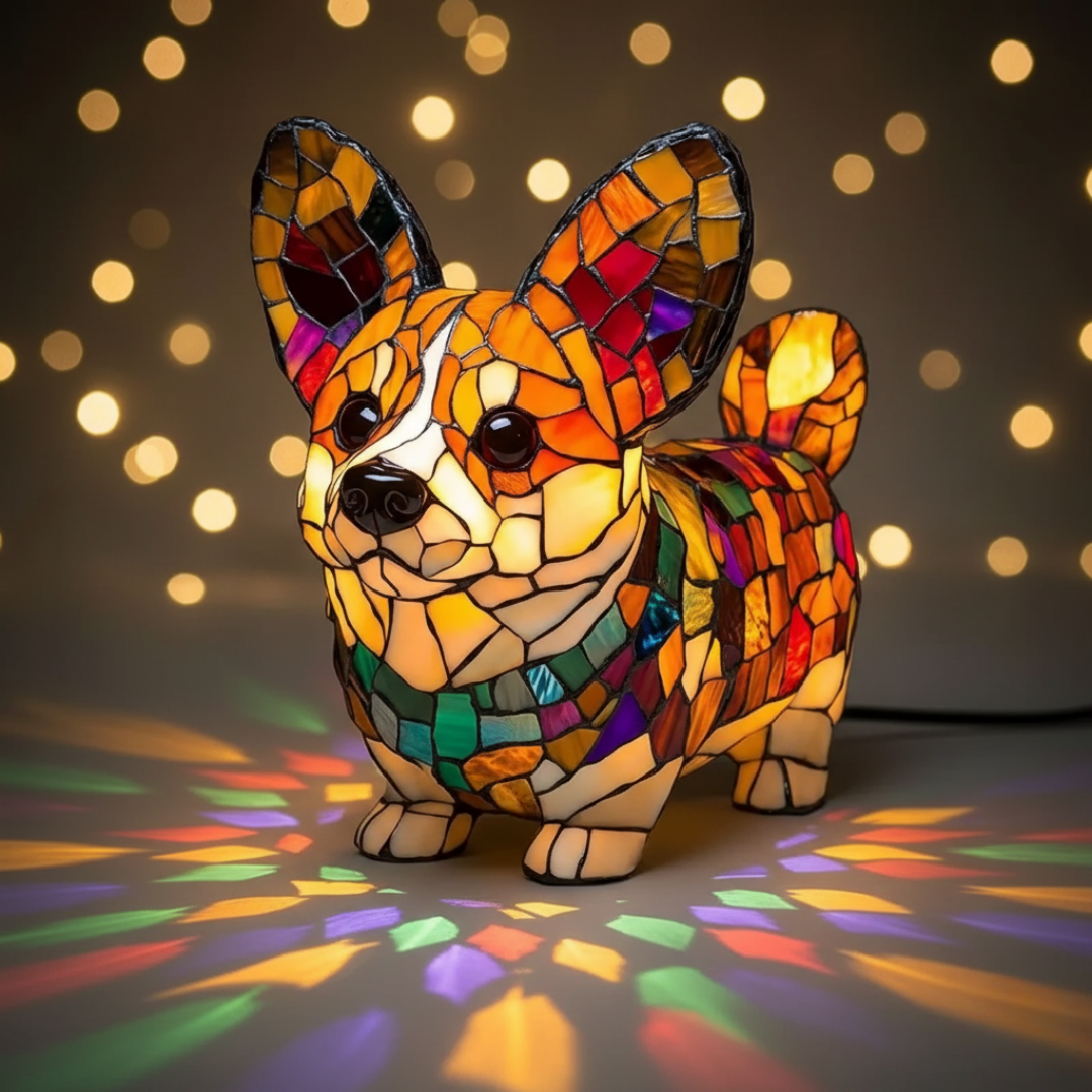 Corgi - Lâmpada em vitral