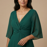 Lúcia - Vestido de chiffon com decote em V