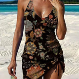 Fani – Tankini gráfico floral com calções, efeito barriga lisa