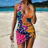 Fani – Tankini gráfico floral com calções, efeito barriga lisa