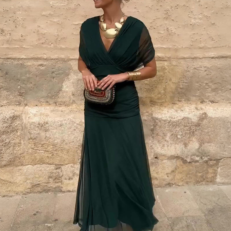 Luísa - Vestido Maxi de Festa Elegante com Decote em V