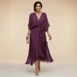 Mónica - Vestido de chiffon com decote em V