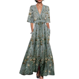 Noélia - Vestido de Primavera Floral com Decote em V