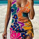 Filipa - Tankini gráfico floral com calções, efeito barriga plana