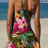 Fani – Tankini gráfico floral com calções, efeito barriga lisa