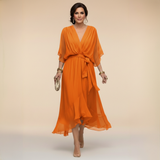 Mónica - Vestido de chiffon com decote em V