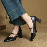 Sapatos de Salto Marleon em Couro