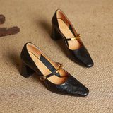 Sapatos de Salto Marleon em Couro