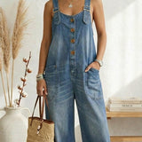 Maria Douro - Macacão de Denim com Tirantes Ajustáveis