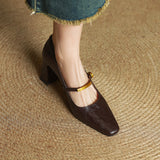 Sapatos de Salto Marleon em Couro