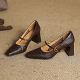 Sapatos de Salto Marleon em Couro