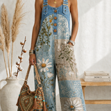 Maria Douro - Macacão Floral de Denim