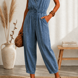 Maria Douro - Macacão de Alças de Denim