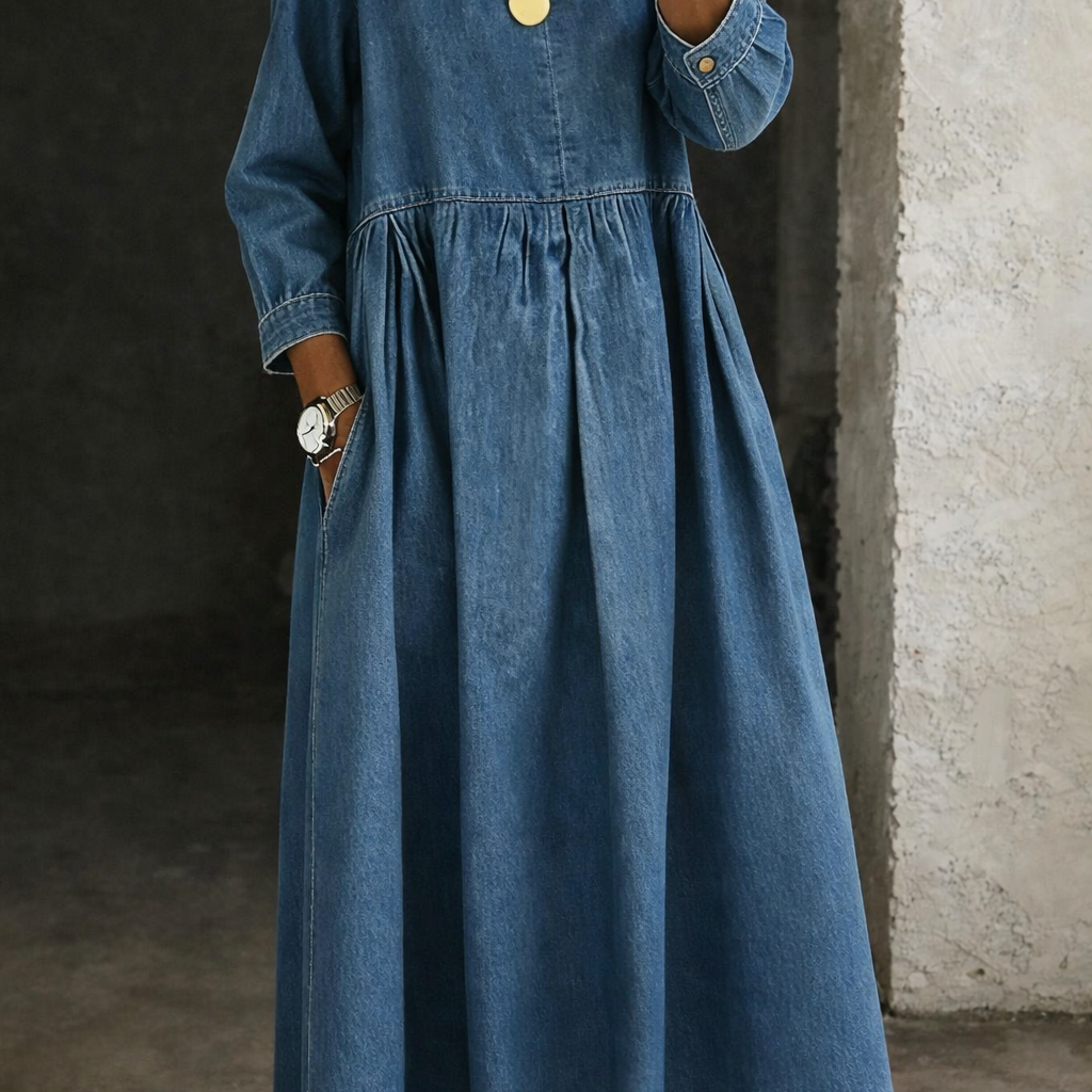 Leonor - Vestido de Denim com Gola Peter Pan