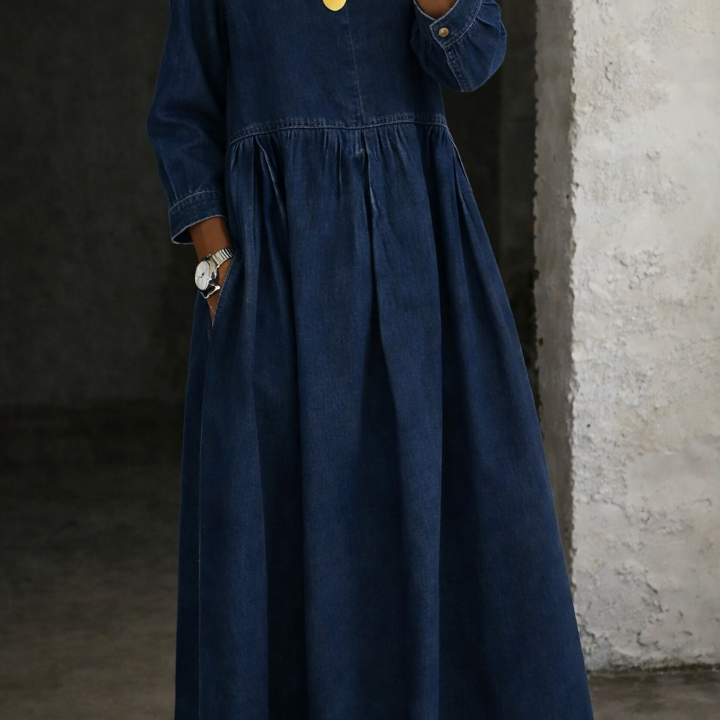 Leonor - Vestido de Denim com Gola Peter Pan