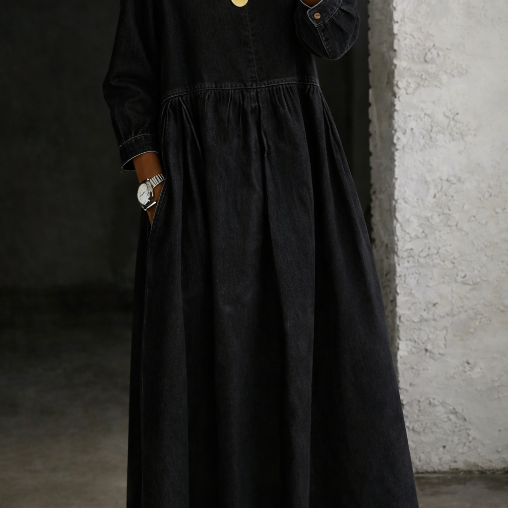 Leonor - Vestido de Denim com Gola Peter Pan