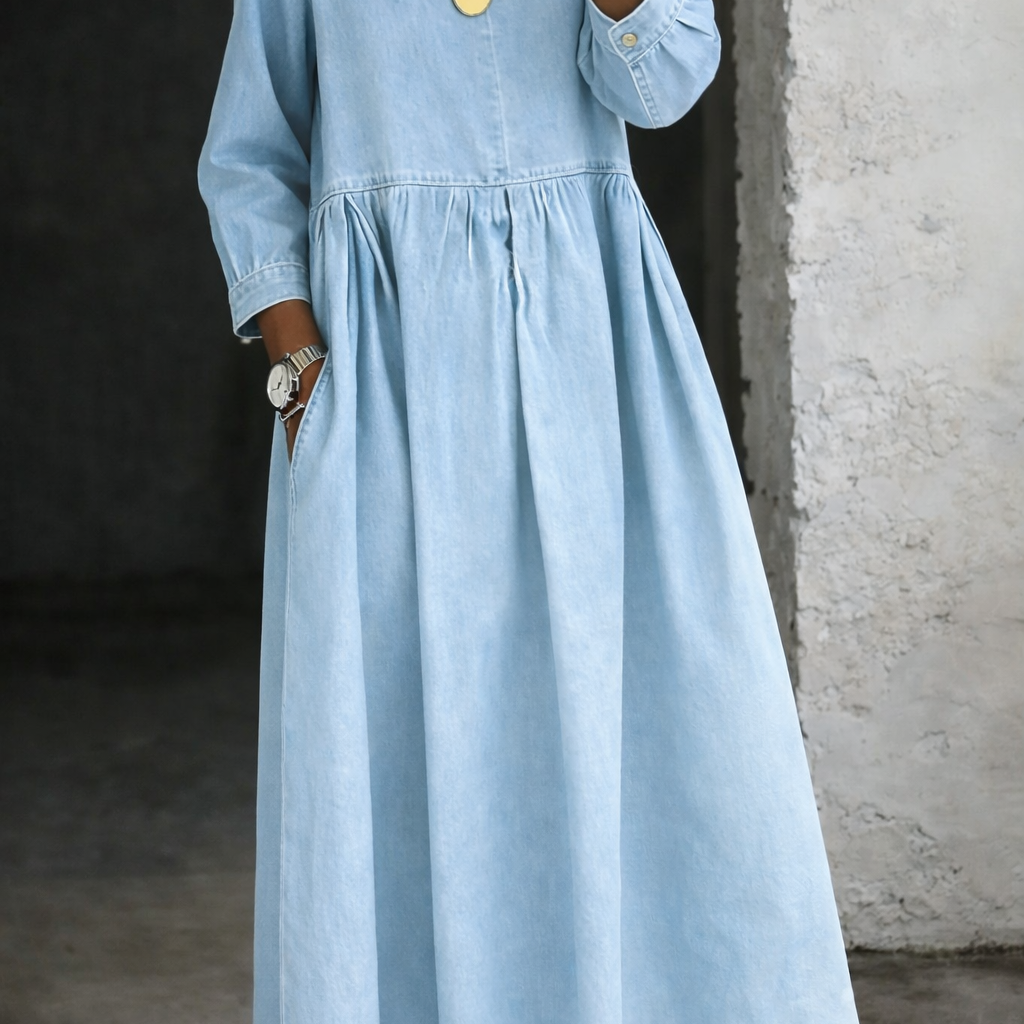 Leonor - Vestido de Denim com Gola Peter Pan