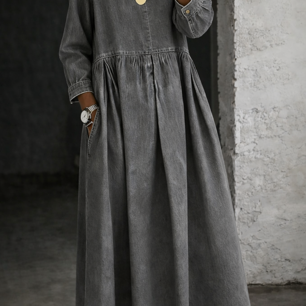 Leonor - Vestido de Denim com Gola Peter Pan