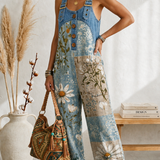 Maria Douro - Macacão Floral de Denim