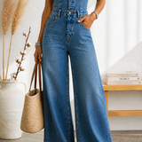 Maria Douro - Macacão de Denim Sem Alças