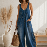 Maria Douro - Macacão de Denim com Tirantes Ajustáveis