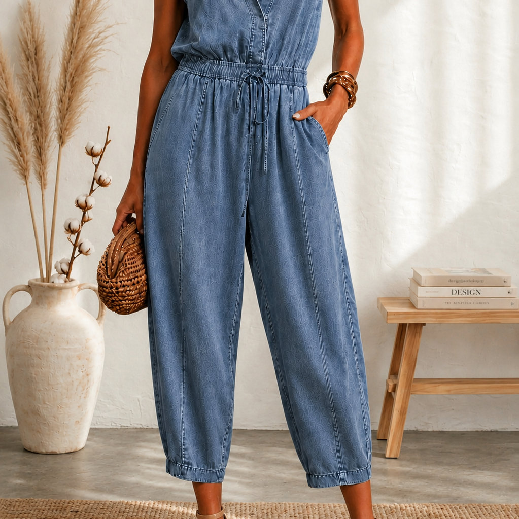 Maria Douro - Macacão de Alças de Denim