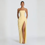 Adriana - Vestido Longo Drapeado com Fenda