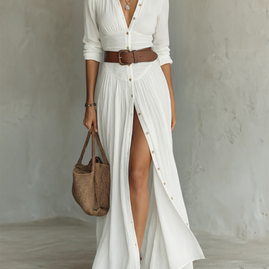 Maria - Vestido maxi de linho