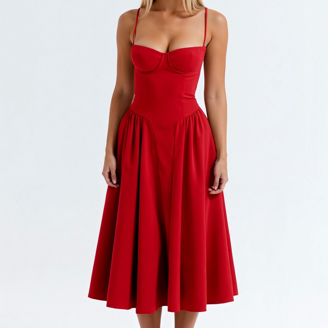 Odete - Vestido midi corpete estruturado