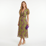 Sofia - Vestido Midi com Estampado Floral e Manga Curta