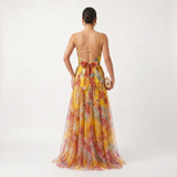 Helena - Vestido de Gala em Tule com Estampado Aguarela