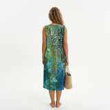 Vitória - Vestido Midi Estampado sem Mangas – Frescura e Estilo