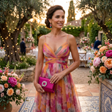 Helena - Vestido de Gala em Tule com Estampado Aguarela