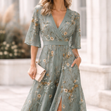 Noélia - Vestido de Primavera Floral com Decote em V