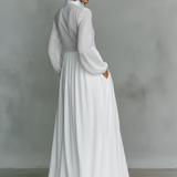 Liana - Vestido maxi minimalista de algodão e linho