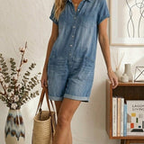 Maria Douro - Macacão Curto de Denim