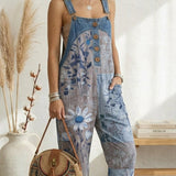 Maria Douro - Macacão Floral de Denim