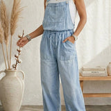 Maria Douro - Macacão de Denim com Tirantes Ajustáveis