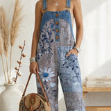Maria Douro - Macacão Floral de Denim