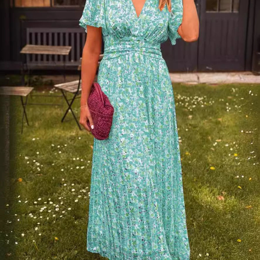 Élina – Vestido longo fluido com flores